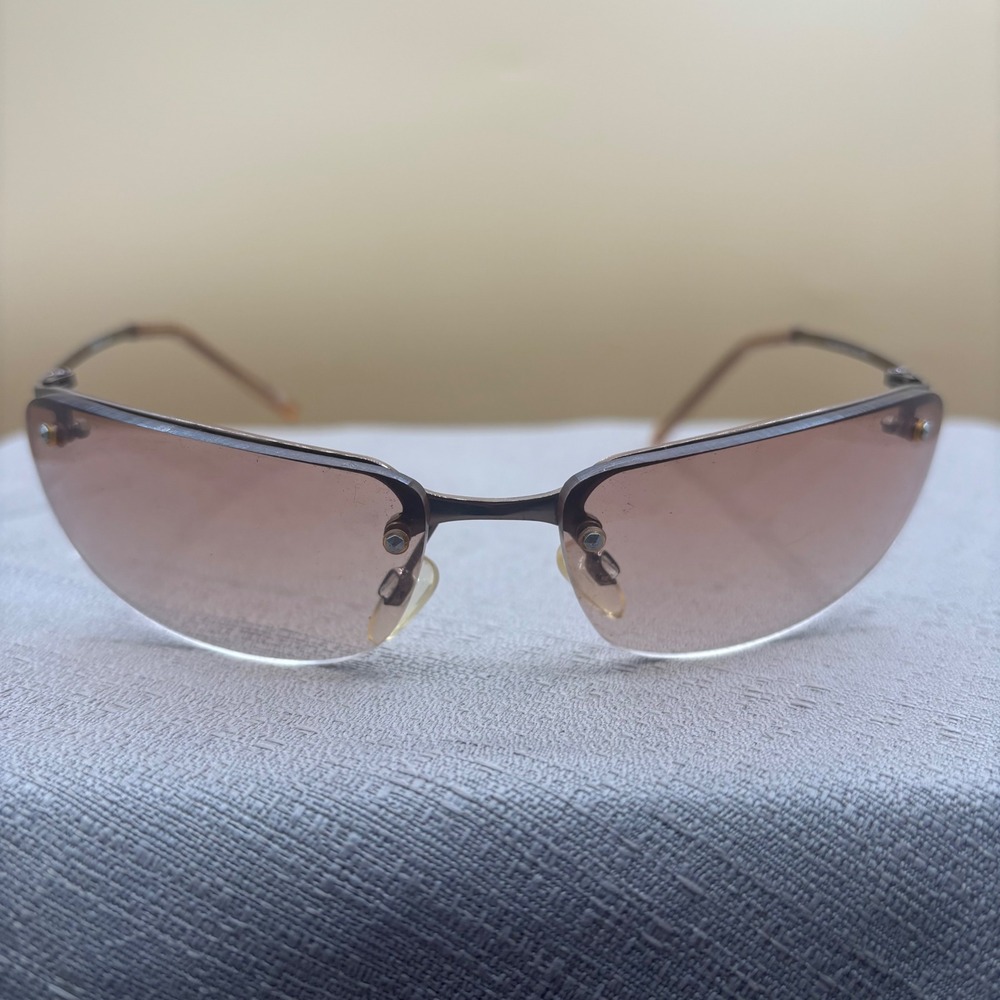 Rimless Wrap Sunglasses Brown Gradient Lens Y2K Italian Design SAA1188-S KS28